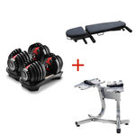 dumbbell bundle with rack and foldable bench 52lbs
